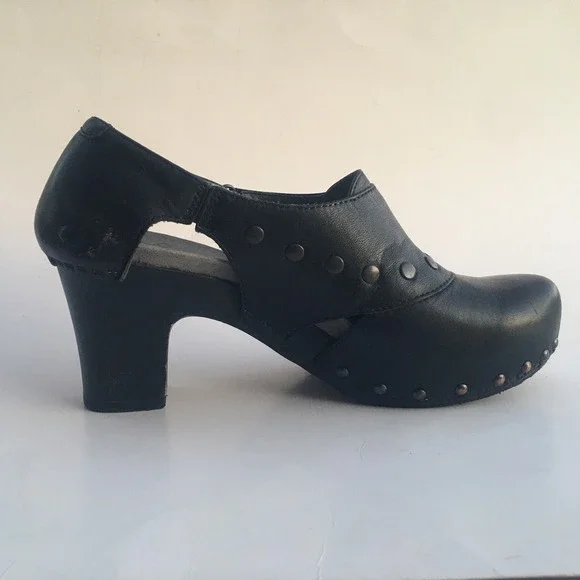 DANSKO Ryder Leather Studded Clog Block Heel Women EU 38 US 7.5 Black Adjustable - Picture 9 of 16